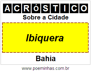 Acróstico Para Imprimir Sobre a Cidade Ibiquera