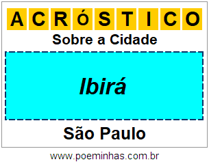 Acróstico Para Imprimir Sobre a Cidade Ibirá