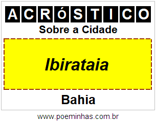 Acróstico Para Imprimir Sobre a Cidade Ibirataia