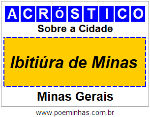 Acróstico Para Imprimir Sobre a Cidade Ibitiúra de Minas