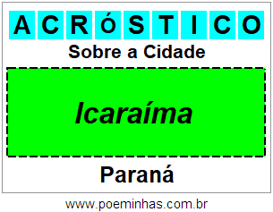 Acróstico Para Imprimir Sobre a Cidade Icaraíma