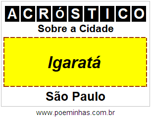 Acróstico Para Imprimir Sobre a Cidade Igaratá