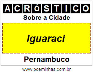 Acróstico Para Imprimir Sobre a Cidade Iguaraci