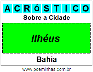 Acróstico Para Imprimir Sobre a Cidade Ilhéus