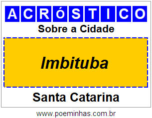 Acróstico Para Imprimir Sobre a Cidade Imbituba