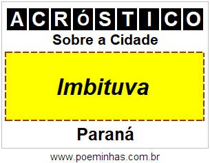 Acróstico Para Imprimir Sobre a Cidade Imbituva