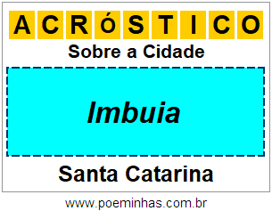 Acróstico Para Imprimir Sobre a Cidade Imbuia