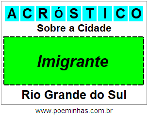 Acróstico Para Imprimir Sobre a Cidade Imigrante