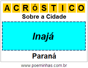 Acróstico Para Imprimir Sobre a Cidade Inajá