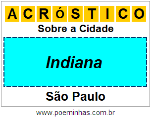 Acróstico Para Imprimir Sobre a Cidade Indiana