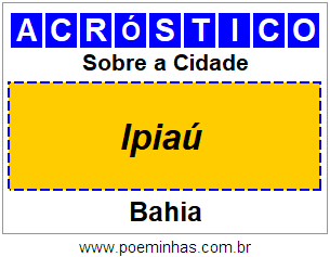 Acróstico Para Imprimir Sobre a Cidade Ipiaú