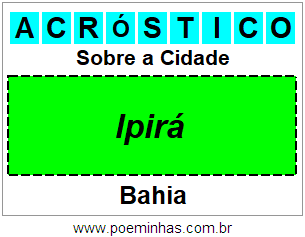 Acróstico Para Imprimir Sobre a Cidade Ipirá