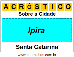 Acróstico Para Imprimir Sobre a Cidade Ipira