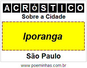 Acróstico Para Imprimir Sobre a Cidade Iporanga