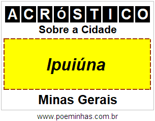 Acróstico Para Imprimir Sobre a Cidade Ipuiúna