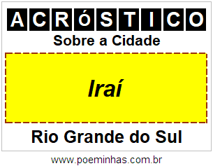 Acróstico Para Imprimir Sobre a Cidade Iraí