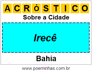 Acróstico Para Imprimir Sobre a Cidade Irecê