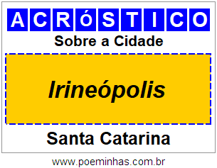 Acróstico Para Imprimir Sobre a Cidade Irineópolis