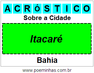 Acróstico Para Imprimir Sobre a Cidade Itacaré