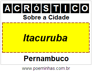 Acróstico Para Imprimir Sobre a Cidade Itacuruba