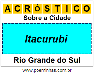 Acróstico Para Imprimir Sobre a Cidade Itacurubi