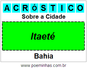 Acróstico Para Imprimir Sobre a Cidade Itaeté