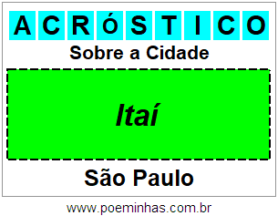 Acróstico Para Imprimir Sobre a Cidade Itaí