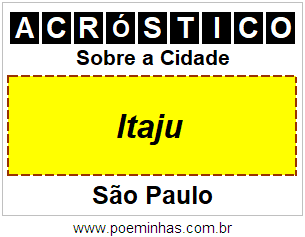 Acróstico Para Imprimir Sobre a Cidade Itaju