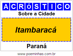 Acróstico Para Imprimir Sobre a Cidade Itambaracá