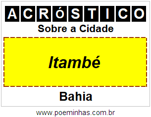 Acróstico Para Imprimir Sobre a Cidade Itambé