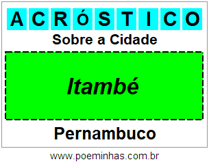 Acróstico Para Imprimir Sobre a Cidade Itambé