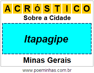 Acróstico Para Imprimir Sobre a Cidade Itapagipe