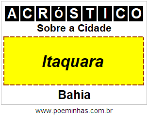 Acróstico Para Imprimir Sobre a Cidade Itaquara