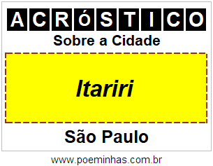 Acróstico Para Imprimir Sobre a Cidade Itariri