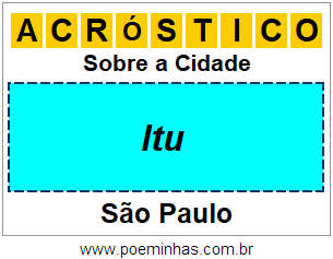 Acróstico Para Imprimir Sobre a Cidade Itu