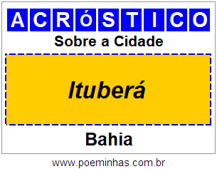 Acróstico Para Imprimir Sobre a Cidade Ituberá