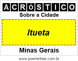 Acróstico Para Imprimir Sobre a Cidade Itueta