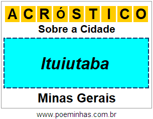 Acróstico Para Imprimir Sobre a Cidade Ituiutaba