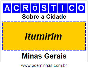 Acróstico Para Imprimir Sobre a Cidade Itumirim