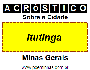 Acróstico Para Imprimir Sobre a Cidade Itutinga