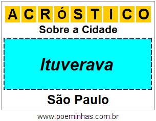 Acróstico Para Imprimir Sobre a Cidade Ituverava