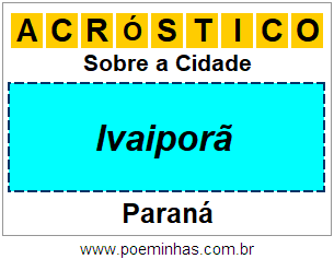 Acróstico Para Imprimir Sobre a Cidade Ivaiporã