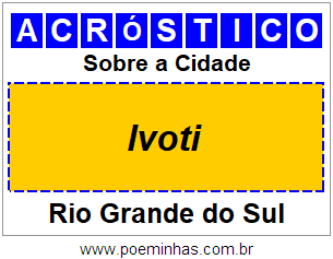 Acróstico Para Imprimir Sobre a Cidade Ivoti