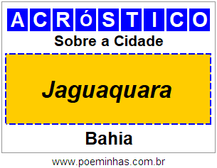 Acróstico Para Imprimir Sobre a Cidade Jaguaquara