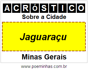 Acróstico Para Imprimir Sobre a Cidade Jaguaraçu