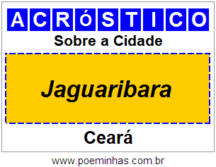 Acróstico Para Imprimir Sobre a Cidade Jaguaribara