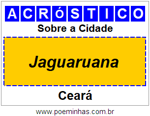 Acróstico Para Imprimir Sobre a Cidade Jaguaruana