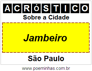 Acróstico Para Imprimir Sobre a Cidade Jambeiro