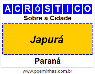 Acróstico Para Imprimir Sobre a Cidade Japurá