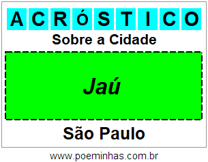 Acróstico Para Imprimir Sobre a Cidade Jaú